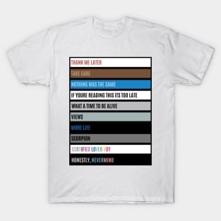 Drake Albums & Mixtapes (2010-2022) T-Shirt